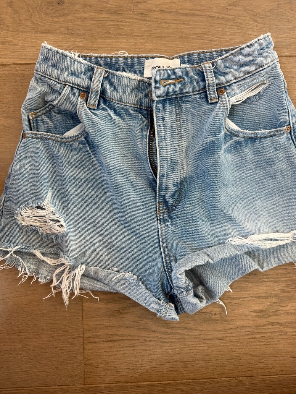 Rolla’s size 25 Distressed Denim Shorts - Light Blue